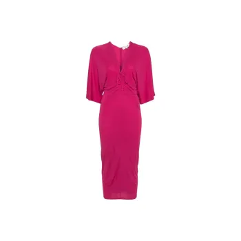 DVF Diane Von Furstenberg Valerie V Neck Midi Dress