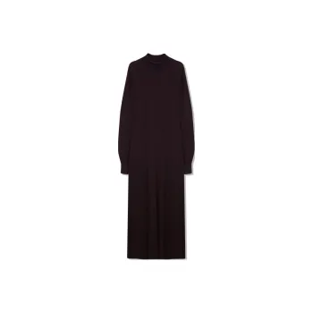 Roselingling Long-Sleeved Dresses Women's Vintage Deep Chestnut
