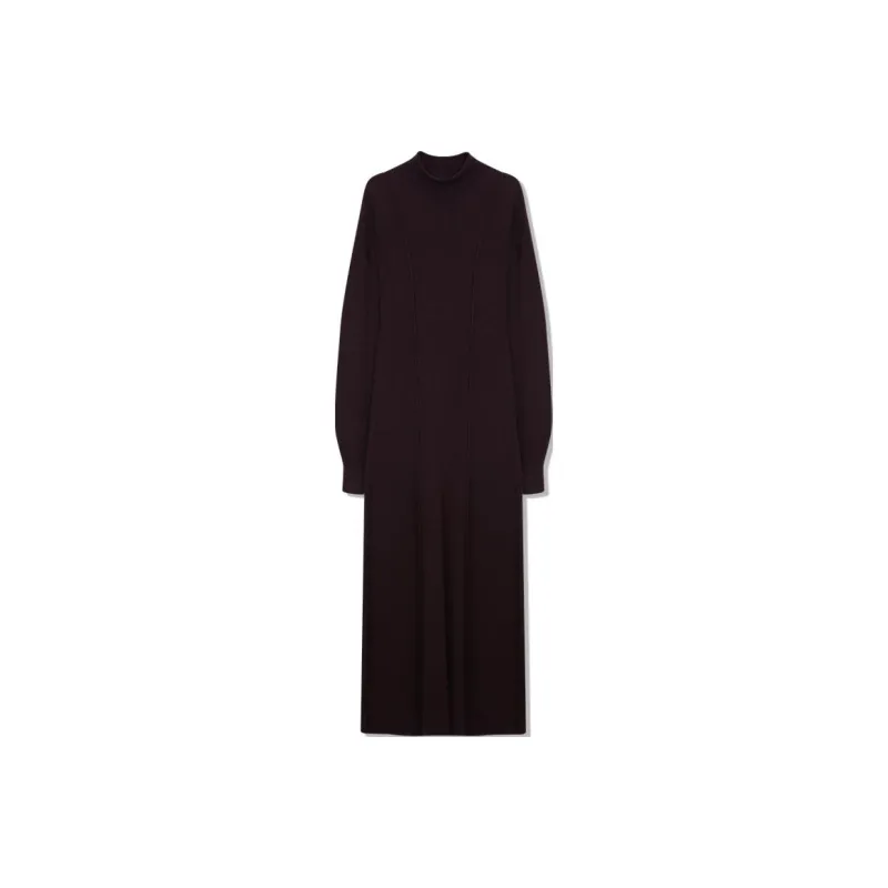 Roselingling Long-Sleeved Dresses Women's Vintage Deep Chestnut-0