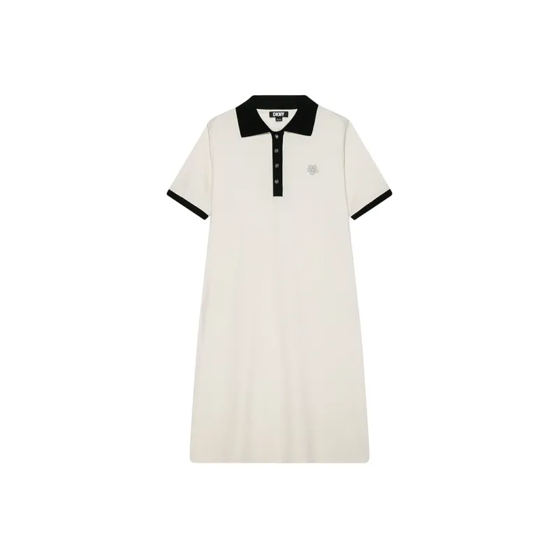DKNY Short Sleeved Dress Women's White-0