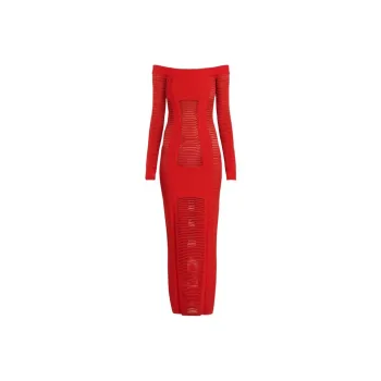 BALMAIN Long-Sleeved Dresses Women's Red