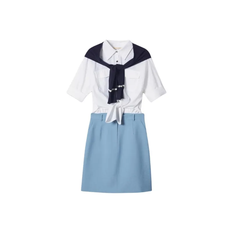 PSALTER Short Sleeved Dress Women's Slate Blue-0