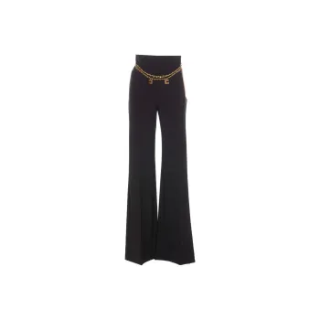 Elisabetta Franchi Belted Stretch Crepe Palazzo Trousers