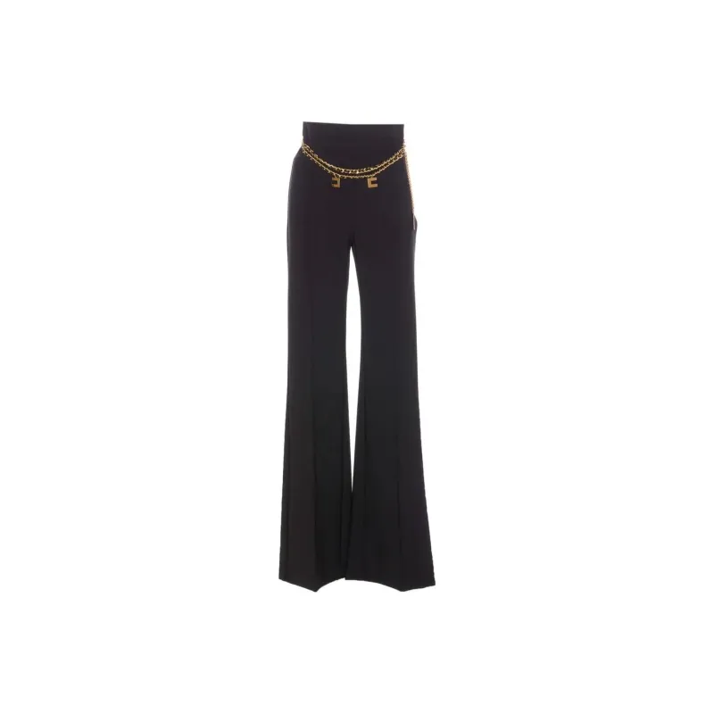 Elisabetta Franchi Belted Stretch Crepe Palazzo Trousers-0