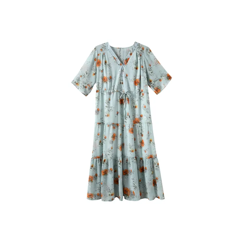 MRR&CO. Five Button Short Sleeved Dress Women's Multicolor-0