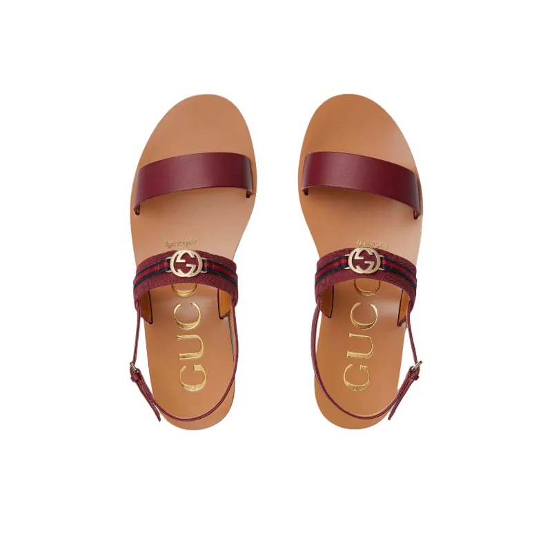 GUCCI Interlocking One Strap Sandals Women's Red-3