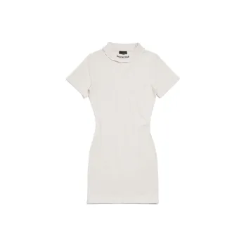 Balenciaga Short Sleeved Dress Slim Fit Women's White