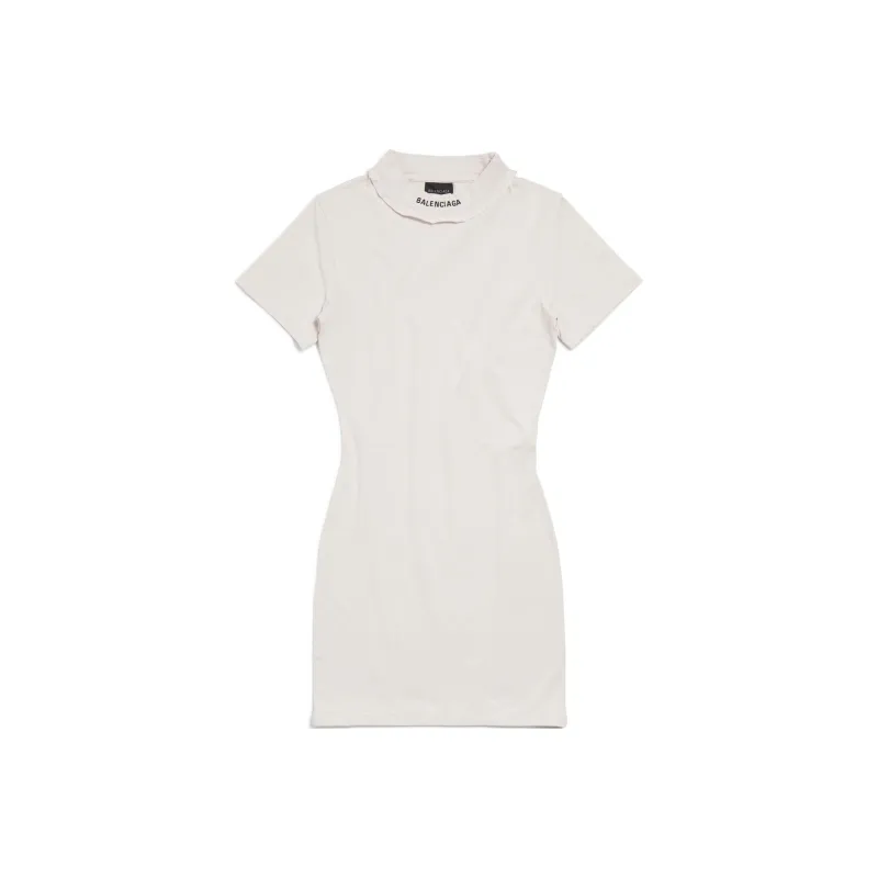 Balenciaga Short Sleeved Dress Slim Fit Women's White-0