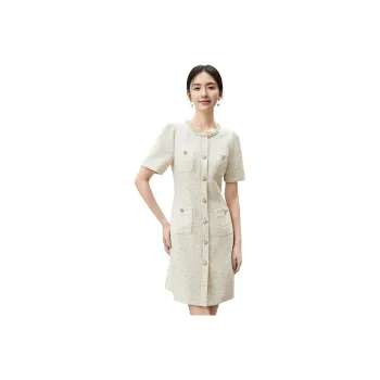 SENTUBILA Short Sleeved Dresses Women's Pearl White