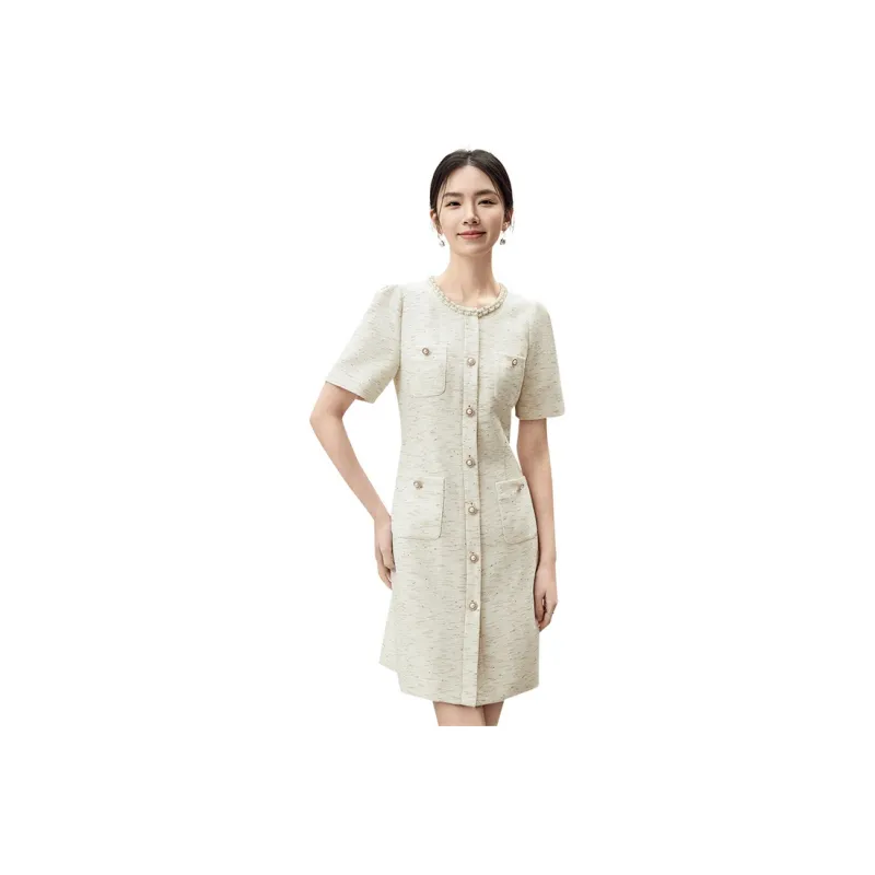 SENTUBILA Short Sleeved Dresses Women's Pearl White-0