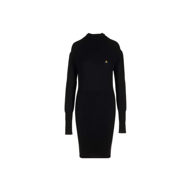 Vivienne Westwood Logo Embroidered Ribbed Dress-0