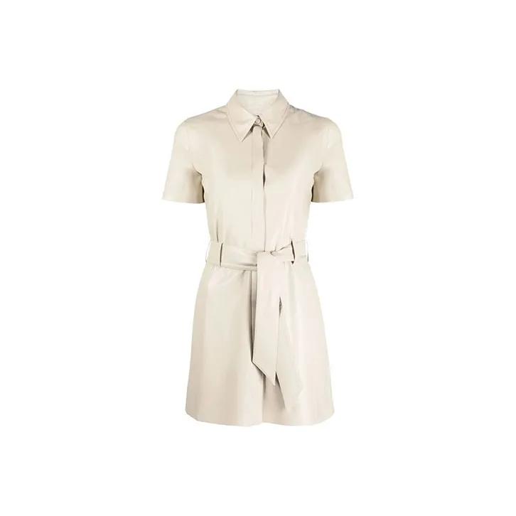 NANUSHKA Faux leather Belted Shirt Dress-0
