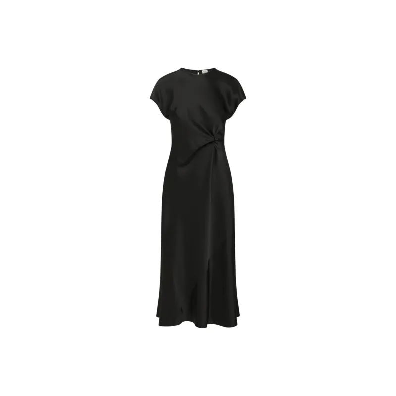 ARITZIA FW24 Wilfred Nicolette Satin Dress Short-Sleeved Dresses Women's BLACK/Black-0