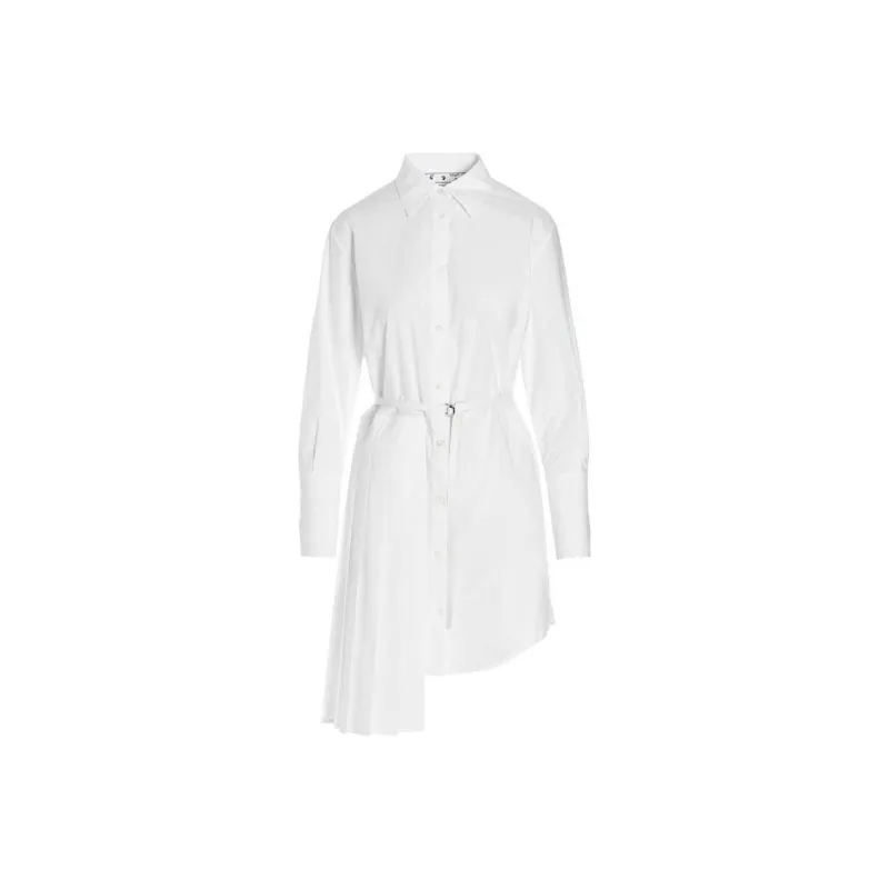 OFF WHITE Diag Plissé Cotton Shirt Dress-0