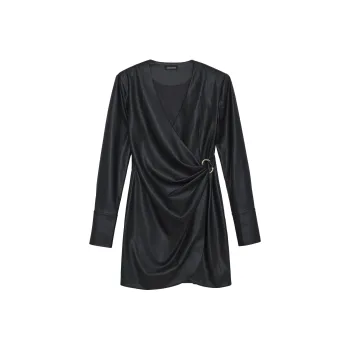 Anine Bing Joey Faux leather Wrap Minidress