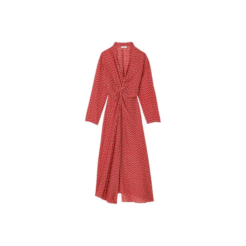 Sandro Long Sleeved Dress Women's Red-0