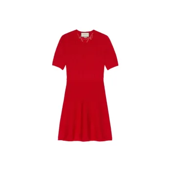 GUCCI Short Sleeved Dresses Women's Red