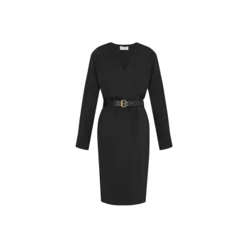 SAINT LAURENT Belted Wrap Dress