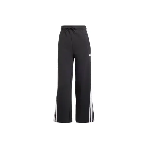 Adidas Future Icons 3 Stripes Open Hem Joggers Knitted Sweatpants Women's Black