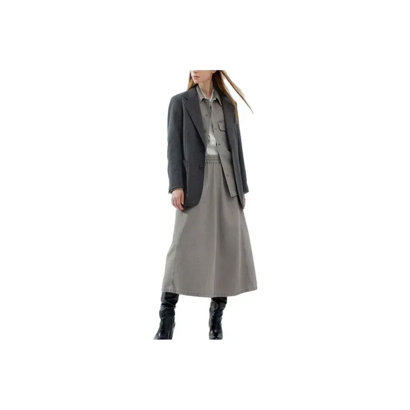 UNIQLO FW23 U Series Denim Long Skirts Women's Lead Gray-0