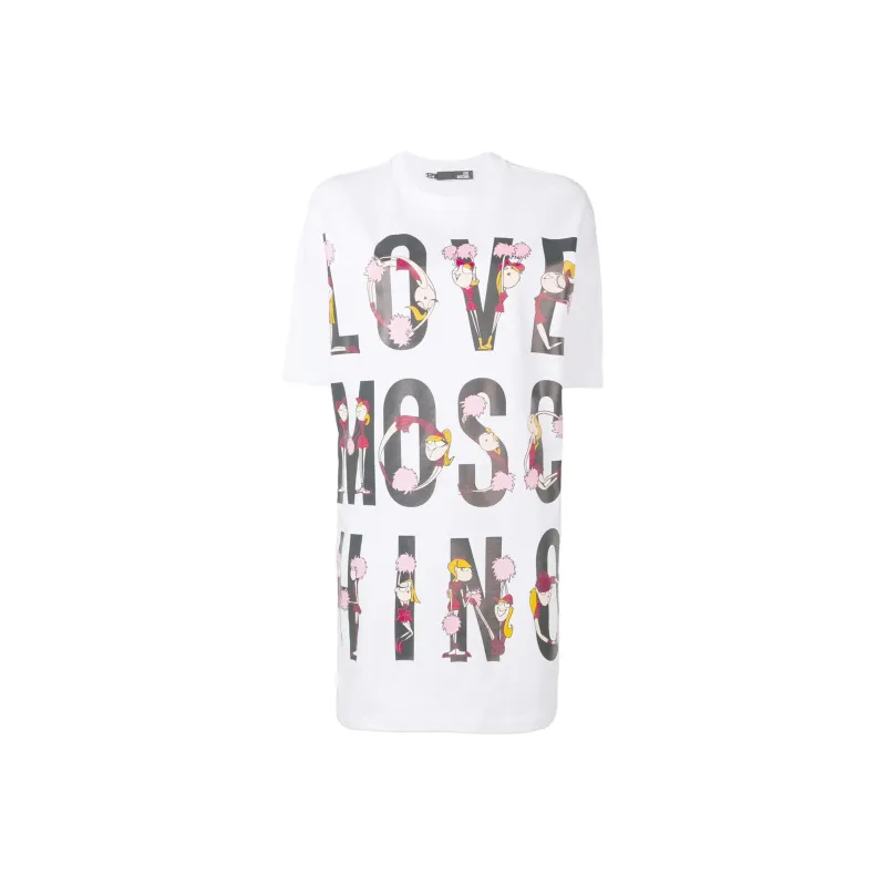 LOVE MOSCHINO Short Sleeved Dresses Women's White-0