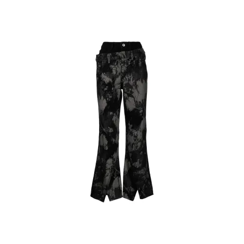 Feng Chen Wang Embroidered Double waisted Flared Jeans