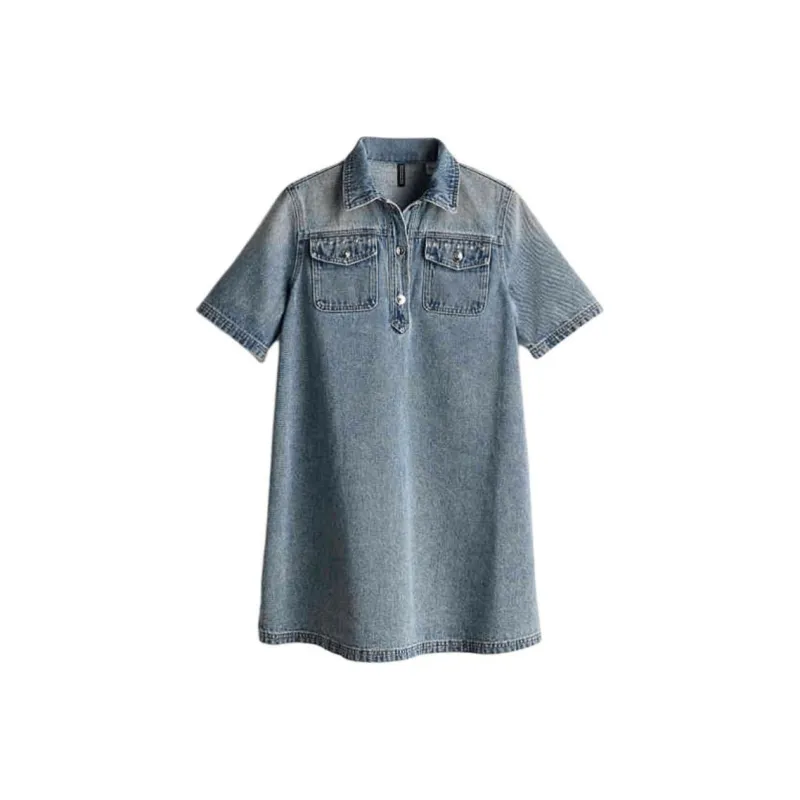 H&M New Year Short-Sleeved Dresses Women's Light Blue-0