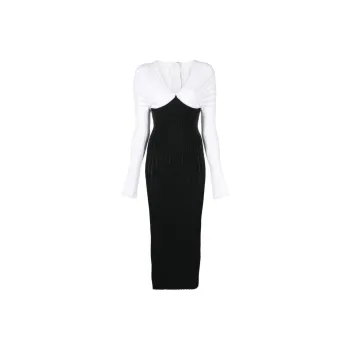 BALMAIN Long-Sleeved Dresses Women's Black/White