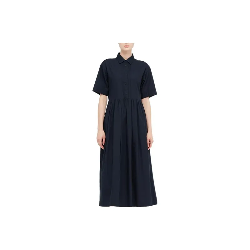 UNIQLO Ines De La Fressange A-Line Skirt Dress Navy Blue-0