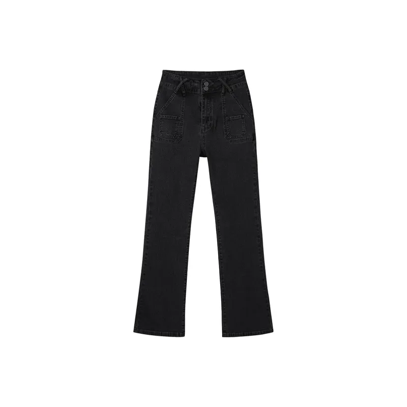 SEENFAAN Flared Pants Jeans Women's-0