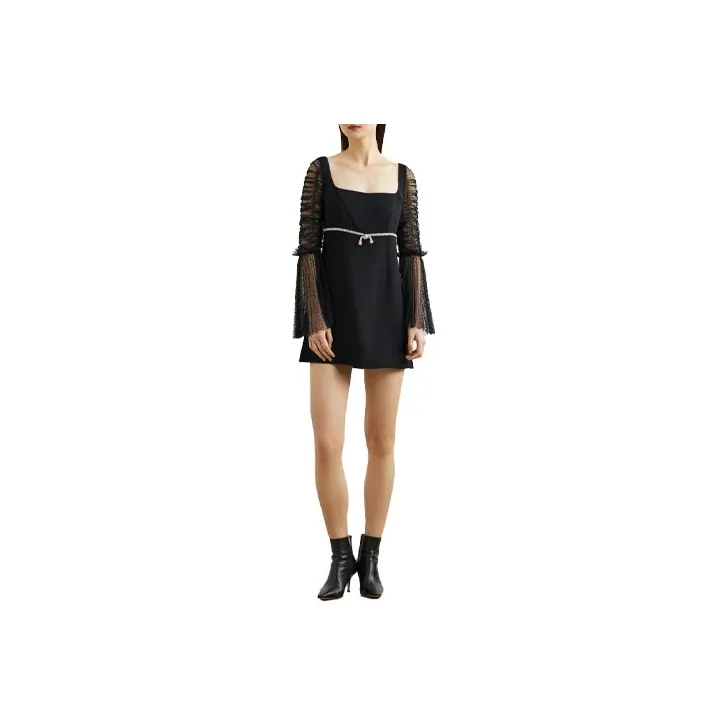 Self portrait Long Sleeved Dress Women's Black-0