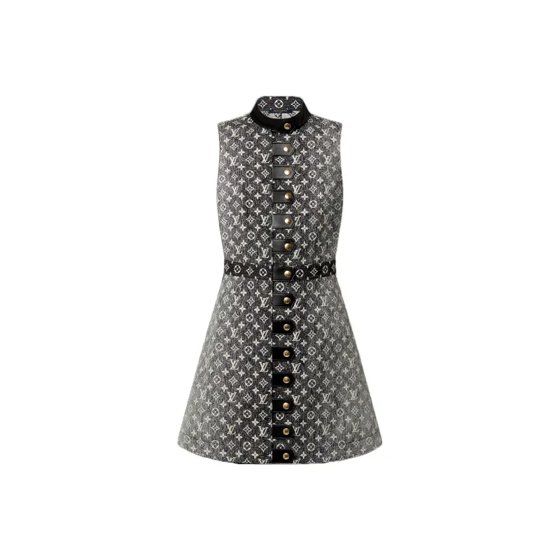 LOUIS VUITTON SS23 Sleeveless Dress Women's Gray Black-0
