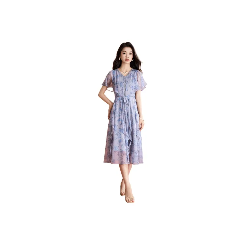 Mylan Short Sleeved Dresses Women's Gray-0