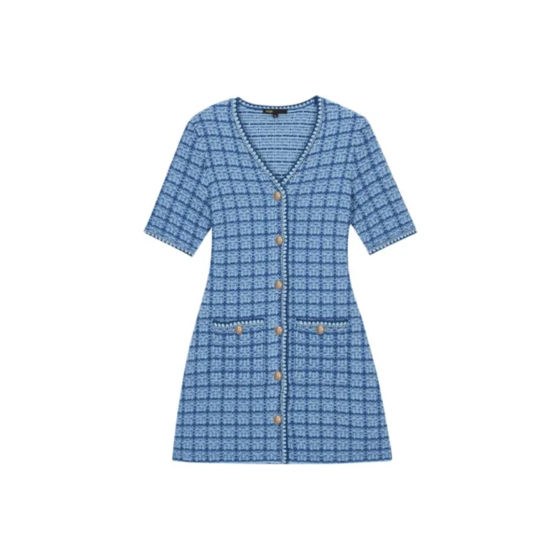 Maje Short Sleeved Dresses Women's Blue-0
