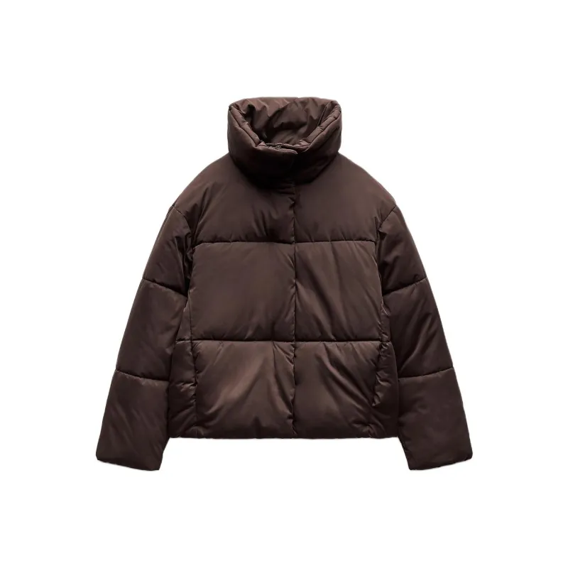 ZARA Puffer Jacket Women's Brown-0