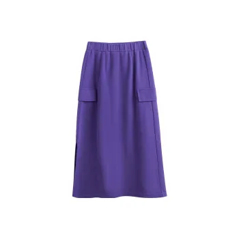 Olrain Knit Long Skirts Women's Purple