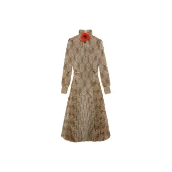 GUCCI FW21 Long-Sleeved Dresses Women's Light Gold
