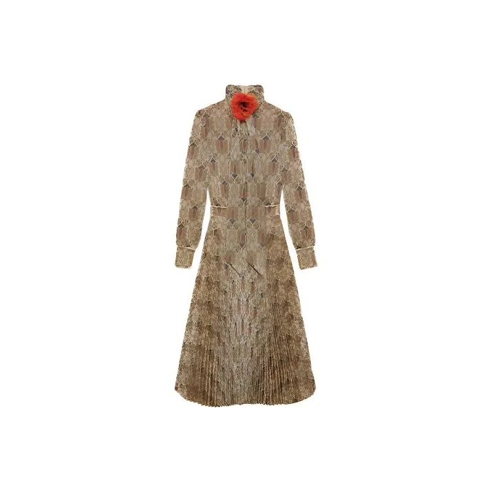 GUCCI FW21 Long-Sleeved Dresses Women's Light Gold-0