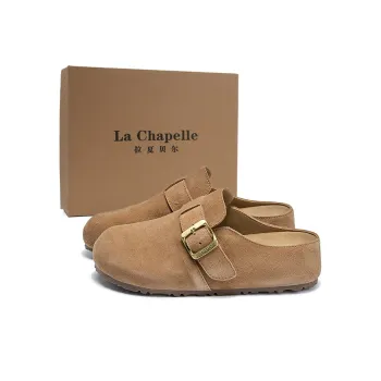 La Chapelle Closed Toe Birkenstock Slippers Women's Brown