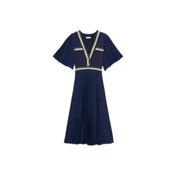 Sandro Short Sleeved Dress Women's Dark Blue