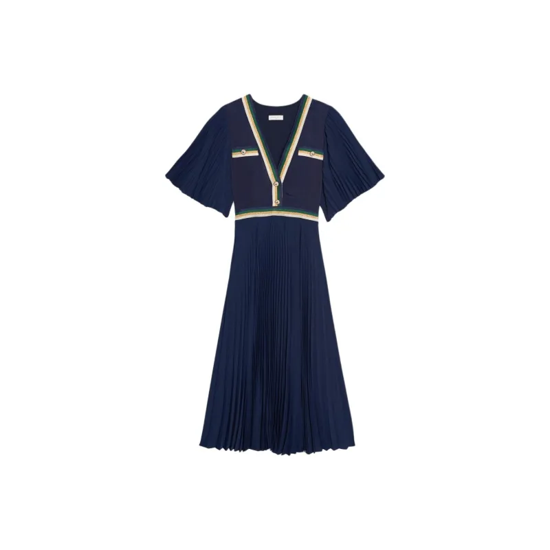Sandro Short Sleeved Dress Women's Dark Blue-0