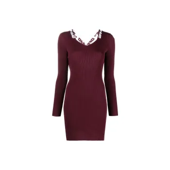 OFF-WHITE Long-Sleeved Dresses Women's Burgundy