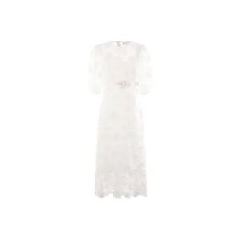 Zimmermann Halliday Lace Flower Belted Waist Dress