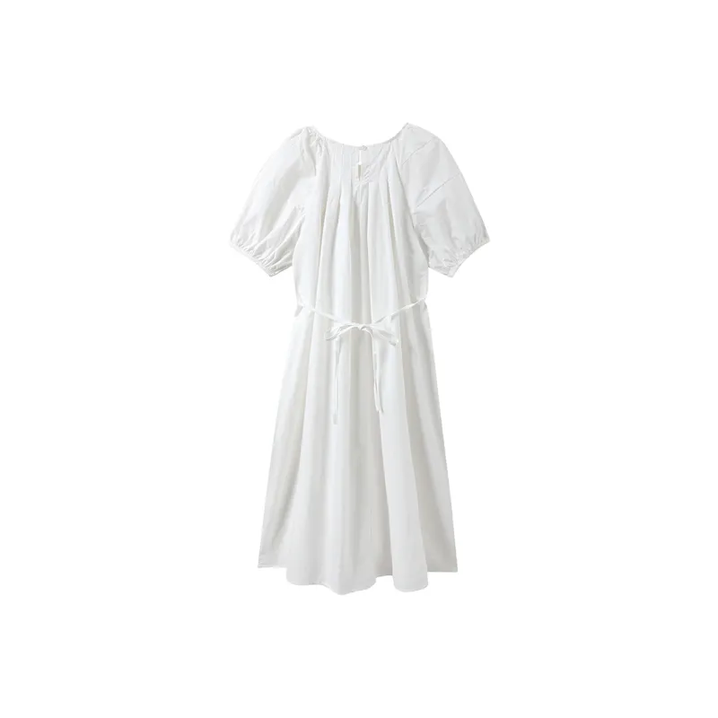 Adeworn Short Sleeved Dress Women's White-0