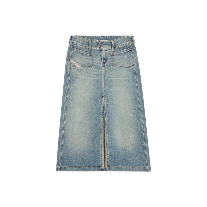 DIESEL De Hush Denim Midi Skirt-0