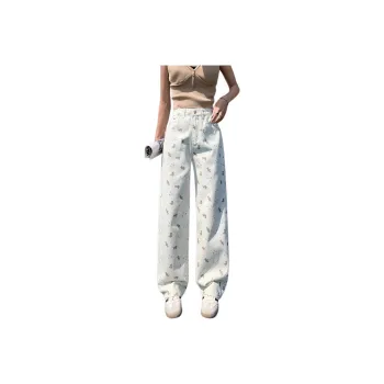 HELEH Jeans Relaxed Floral Slippers Pants Women's Ecru