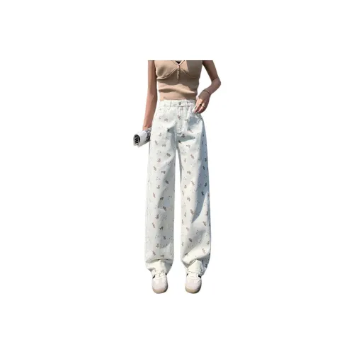 HELEH Jeans Relaxed Floral Slippers Pants Women's Ecru