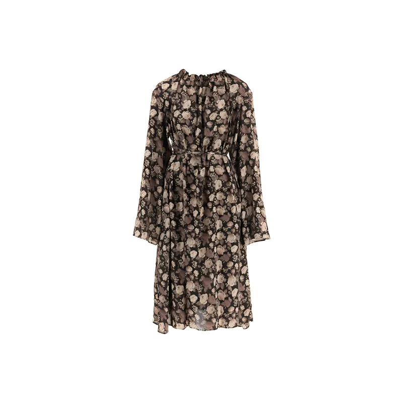 Balenciaga Long-Sleeved Dresses Regular Fit Women's Black-0