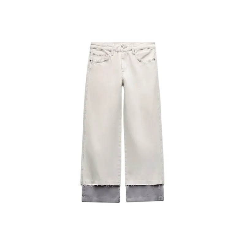 ZARA Trf Jeans Women's White/Gray-0