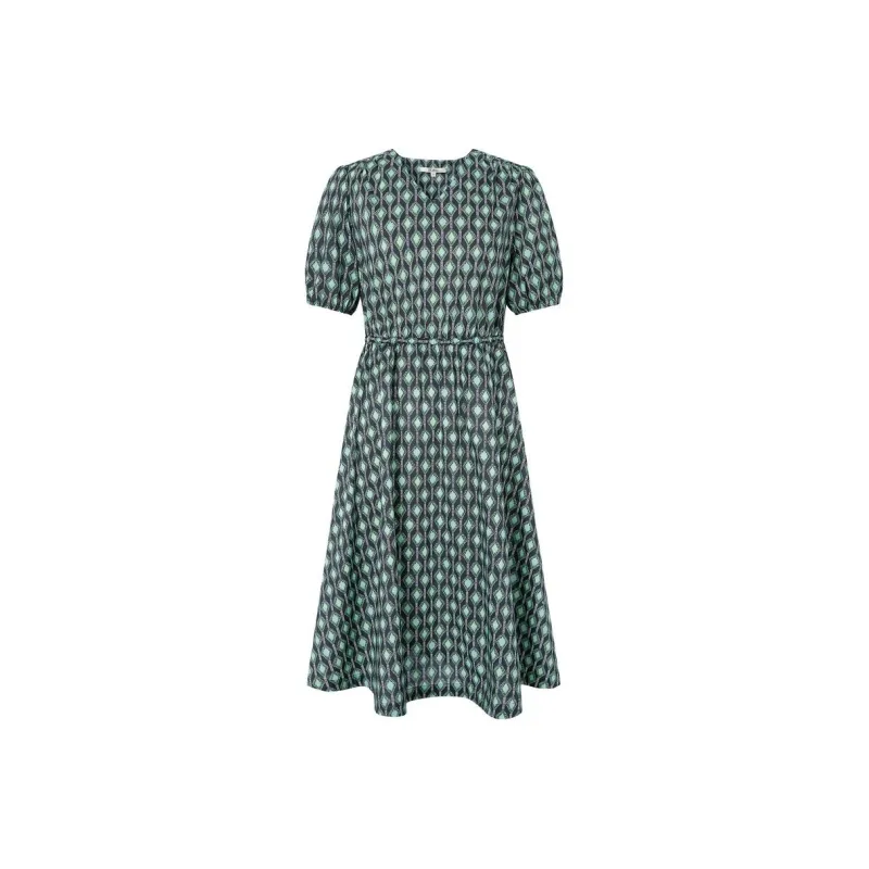 JZ. ANNAKRO Short Sleeved Dress Women's Floral Army Green-0